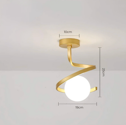 Spiral Ceiling Light with Globe Shade