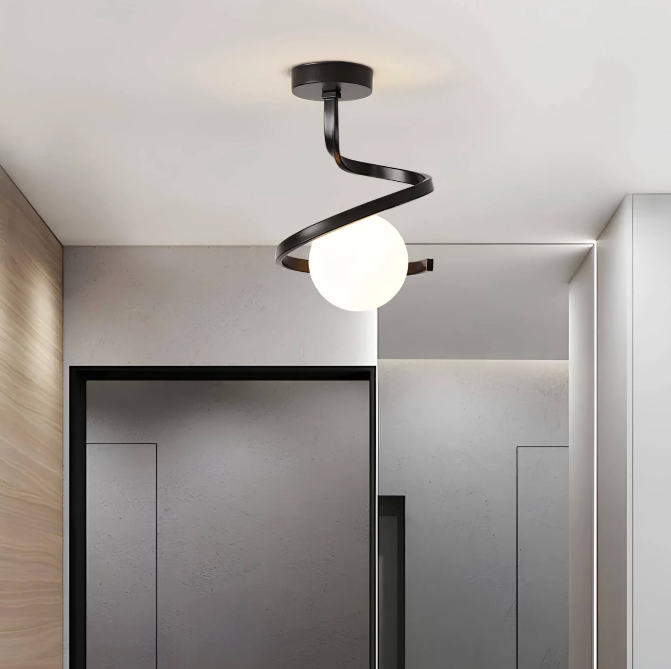 Spiral Ceiling Light with Globe Shade