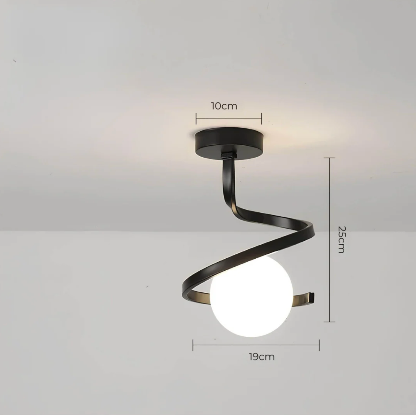 Spiral Ceiling Light with Globe Shade