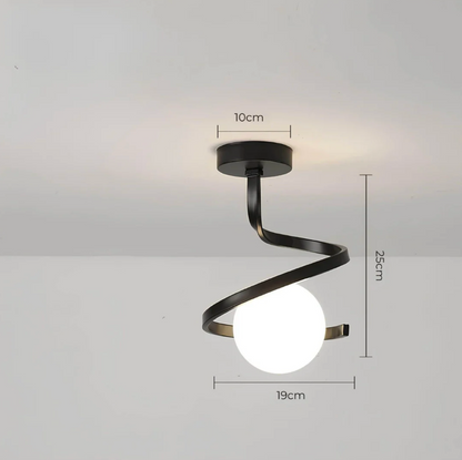 Spiral Ceiling Light with Globe Shade