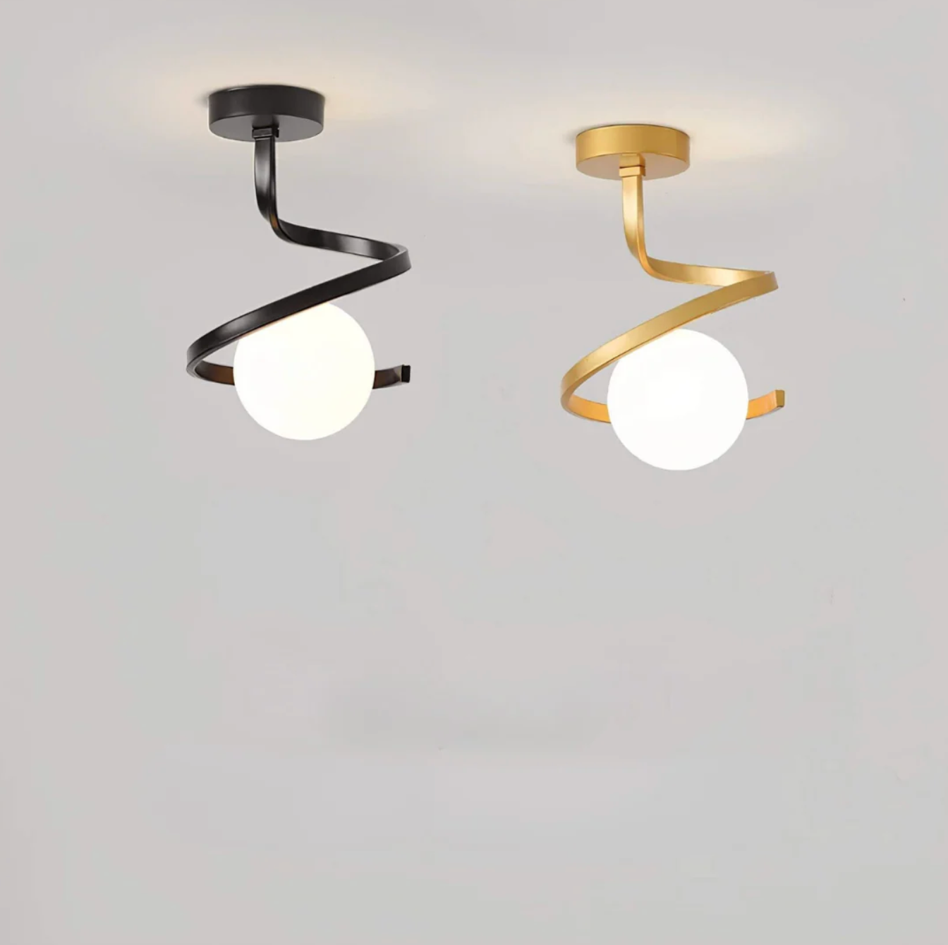 Spiral Ceiling Light with Globe Shade