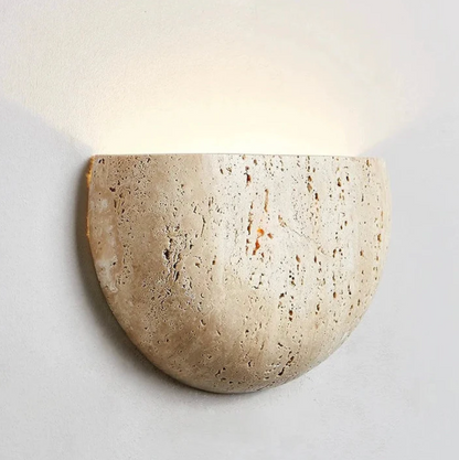 Natural Stone Semi-Circle Wall Light with Upward LED Glow