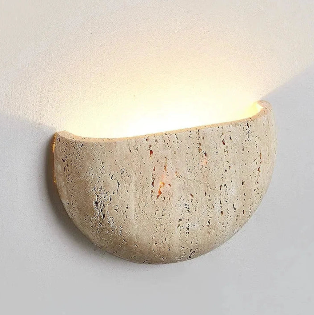 Natural Stone Semi-Circle Wall Light with Upward LED Glow