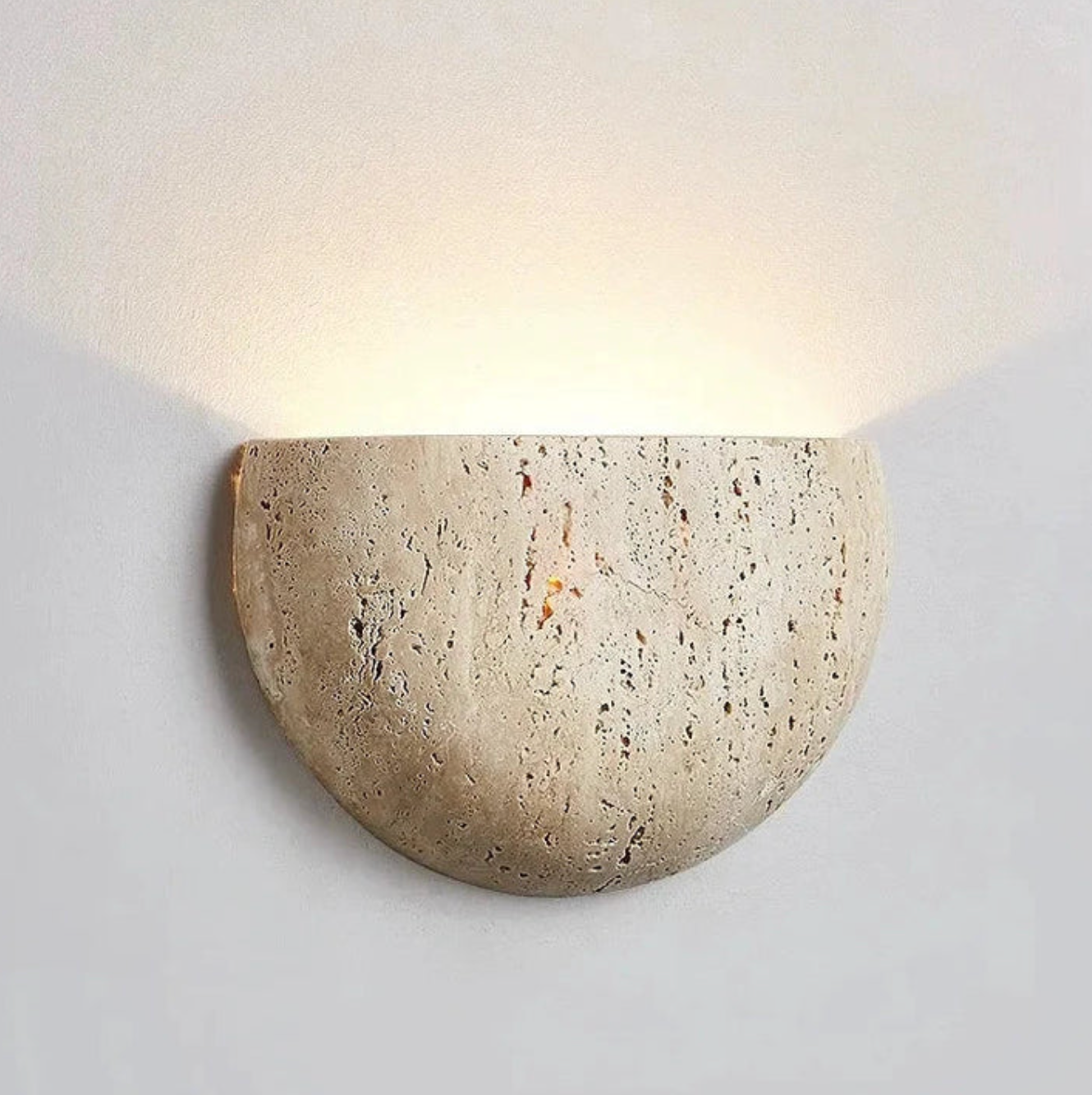 Natural Stone Semi-Circle Wall Light with Upward LED Glow