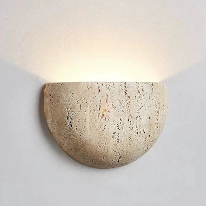 Natural Stone Semi-Circle Wall Light with Upward LED Glow