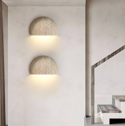 Natural Stone Semi-Circle Wall Light with Upward LED Glow
