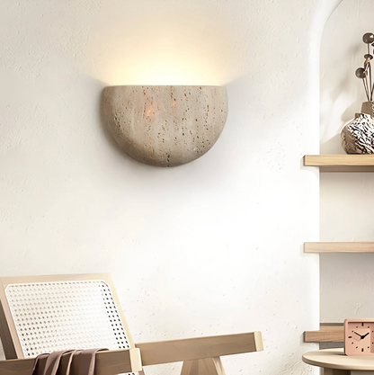 Natural Stone Semi-Circle Wall Light with Upward LED Glow