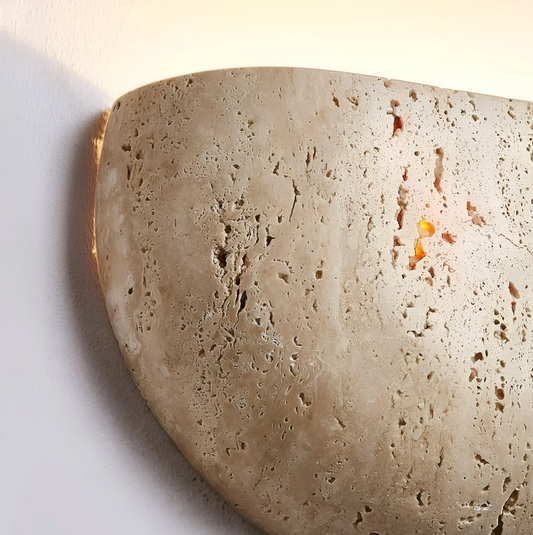 Natural Stone Semi-Circle Wall Light with Upward LED Glow