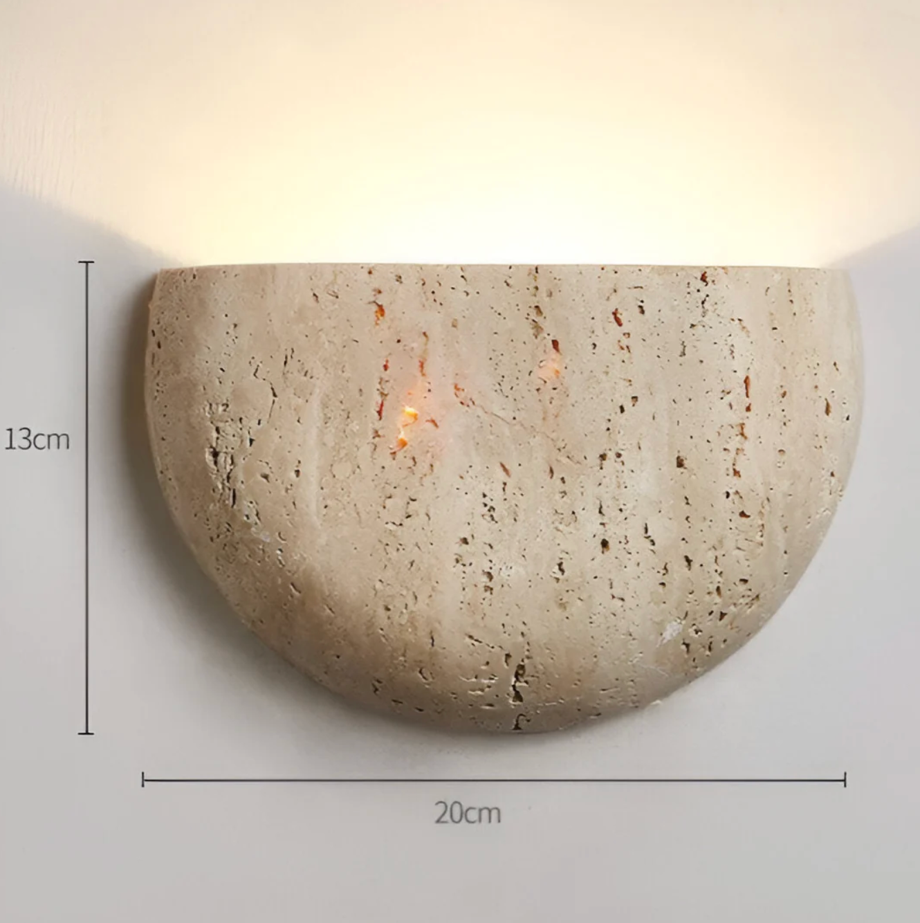 Natural Stone Semi-Circle Wall Light with Upward LED Glow