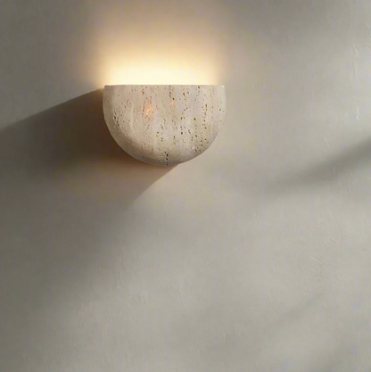 Natural Stone Semi-Circle Wall Light with Upward LED Glow