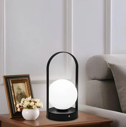LED Table Lamp with Globe Shade – Modern Decorative Lamp with Touch Dimmer