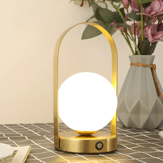 LED Table Lamp with Globe Shade – Modern Decorative Lamp with Touch Dimmer