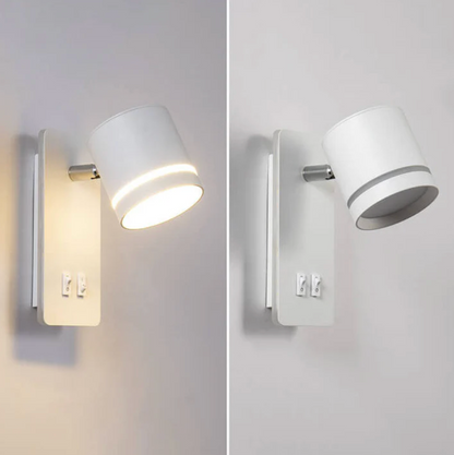 Modern LED Wall Light with Adjustable Spotlight & Dual Switch