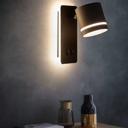 Modern LED Wall Light with Adjustable Spotlight & Dual Switch