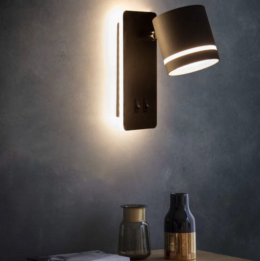 Modern LED Wall Light with Adjustable Spotlight & Dual Switch