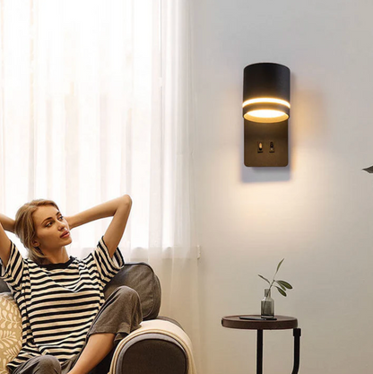 Modern LED Wall Light with Adjustable Spotlight & Dual Switch