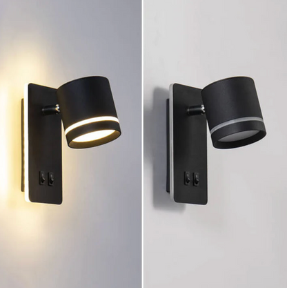 Modern LED Wall Light with Adjustable Spotlight & Dual Switch