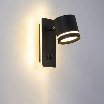 Modern LED Wall Light with Adjustable Spotlight & Dual Switch