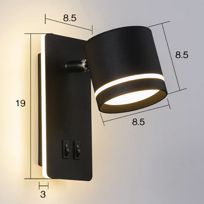 Modern LED Wall Light with Adjustable Spotlight & Dual Switch
