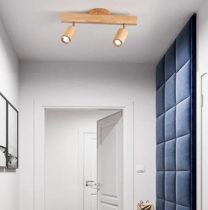 Wooden Spot Ceiling Light with Adjustable Spotlights – Scandinavian Style