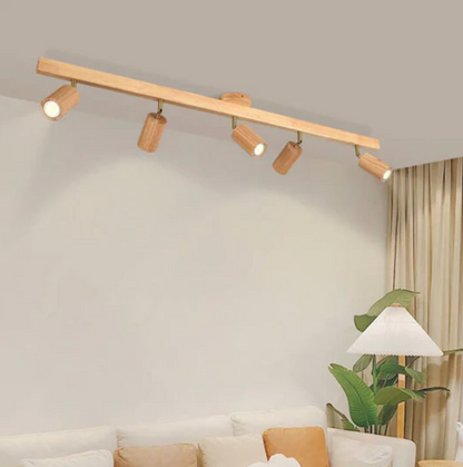 Wooden Spot Ceiling Light with Adjustable Spotlights – Scandinavian Style