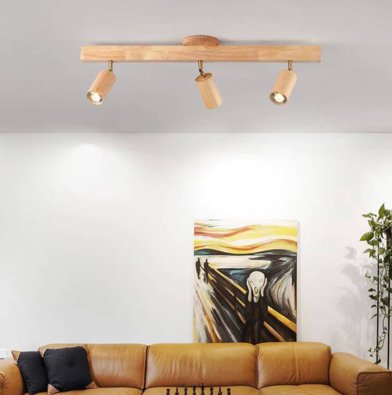 Wooden Spot Ceiling Light with Adjustable Spotlights – Scandinavian Style