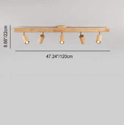Wooden Spot Ceiling Light with Adjustable Spotlights – Scandinavian Style