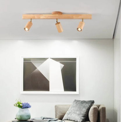 Wooden Spot Ceiling Light with Adjustable Spotlights – Scandinavian Style