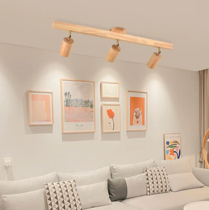 Wooden Spot Ceiling Light with Adjustable Spotlights – Scandinavian Style