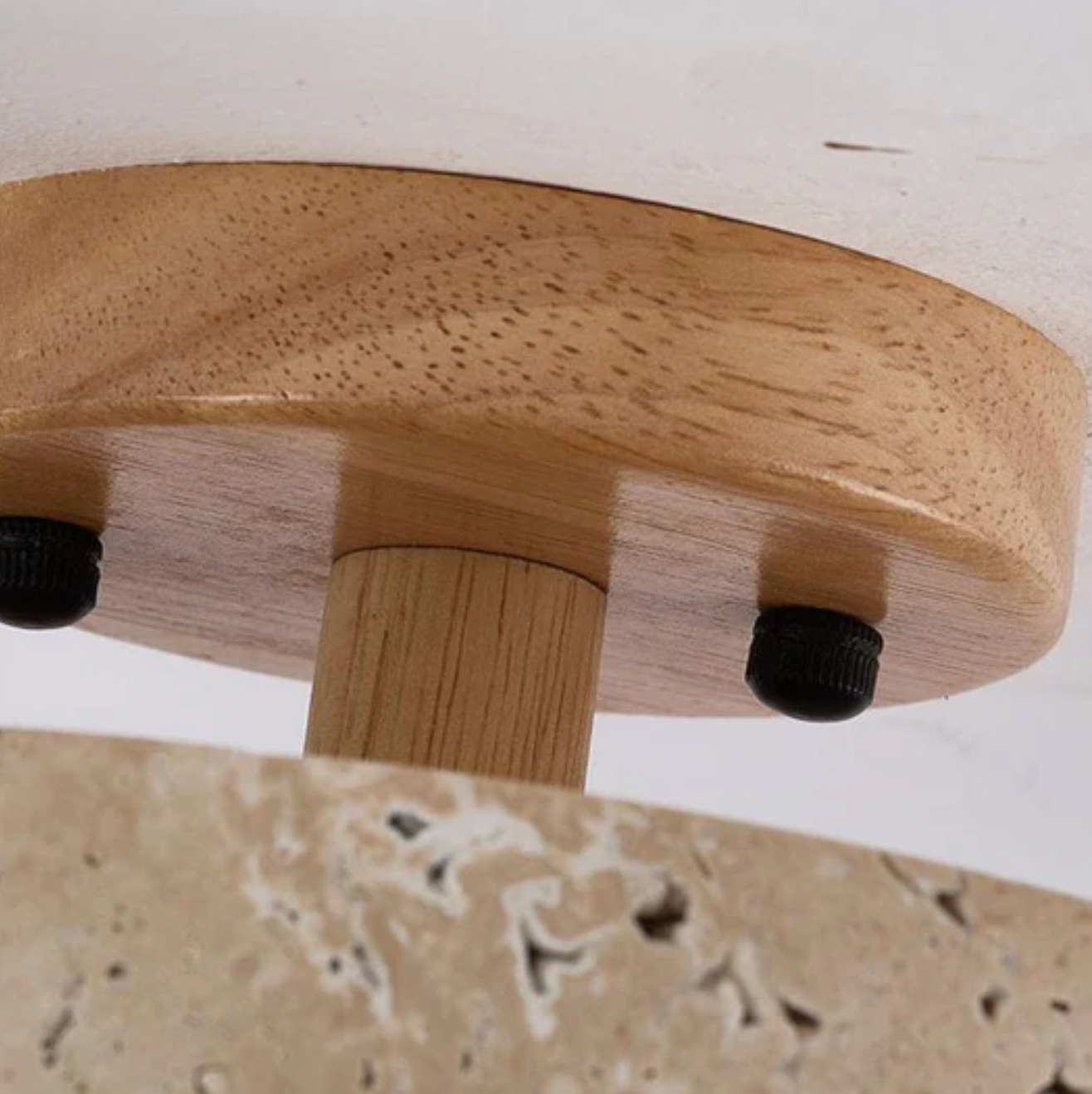 Minimalist Stone & Wood Ceiling Light