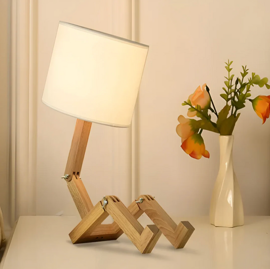 Geometric Wooden Table Lamp – Adjustable, Modern Design