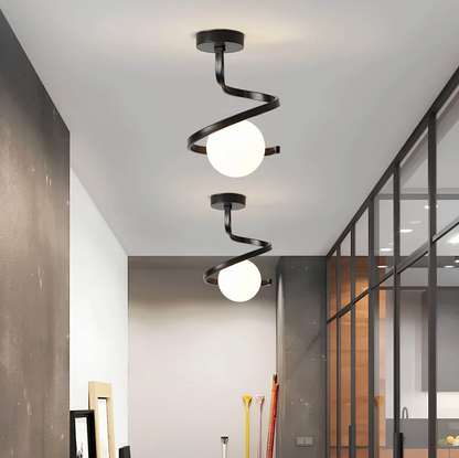 Spiral Ceiling Light with Globe Shade