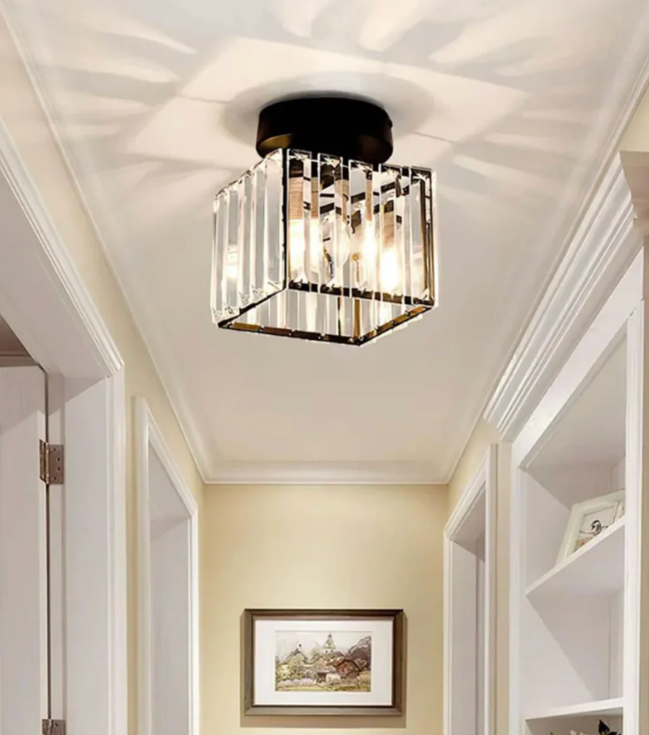 Crystal Glamour Ceiling Light – Modern Flush Mount with Transparent Shade