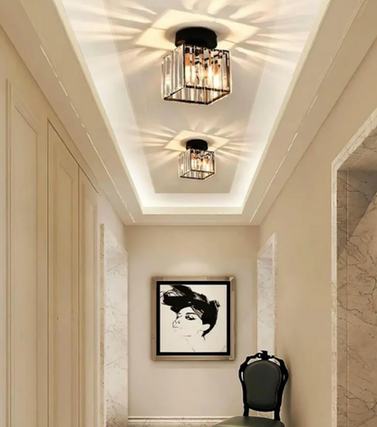 Crystal Glamour Ceiling Light – Modern Flush Mount with Transparent Shade
