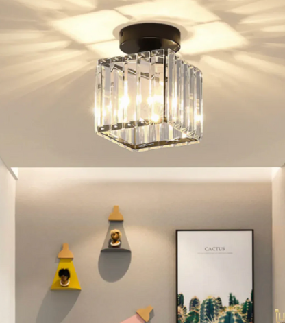 Crystal Glamour Ceiling Light – Modern Flush Mount with Transparent Shade