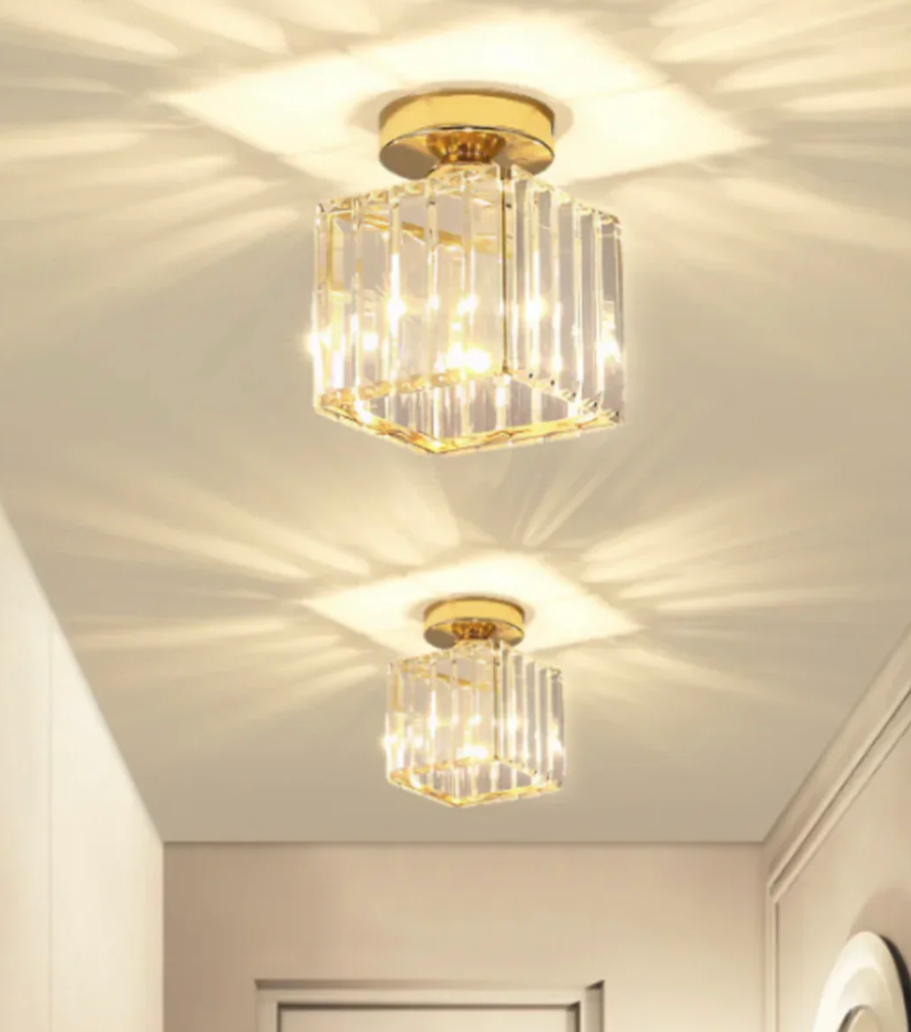 Crystal Glamour Ceiling Light – Modern Flush Mount with Transparent Shade