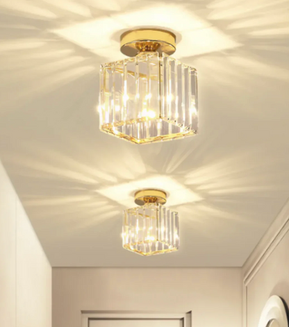 Crystal Glamour Ceiling Light – Modern Flush Mount with Transparent Shade