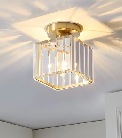 Crystal Glamour Ceiling Light – Modern Flush Mount with Transparent Shade