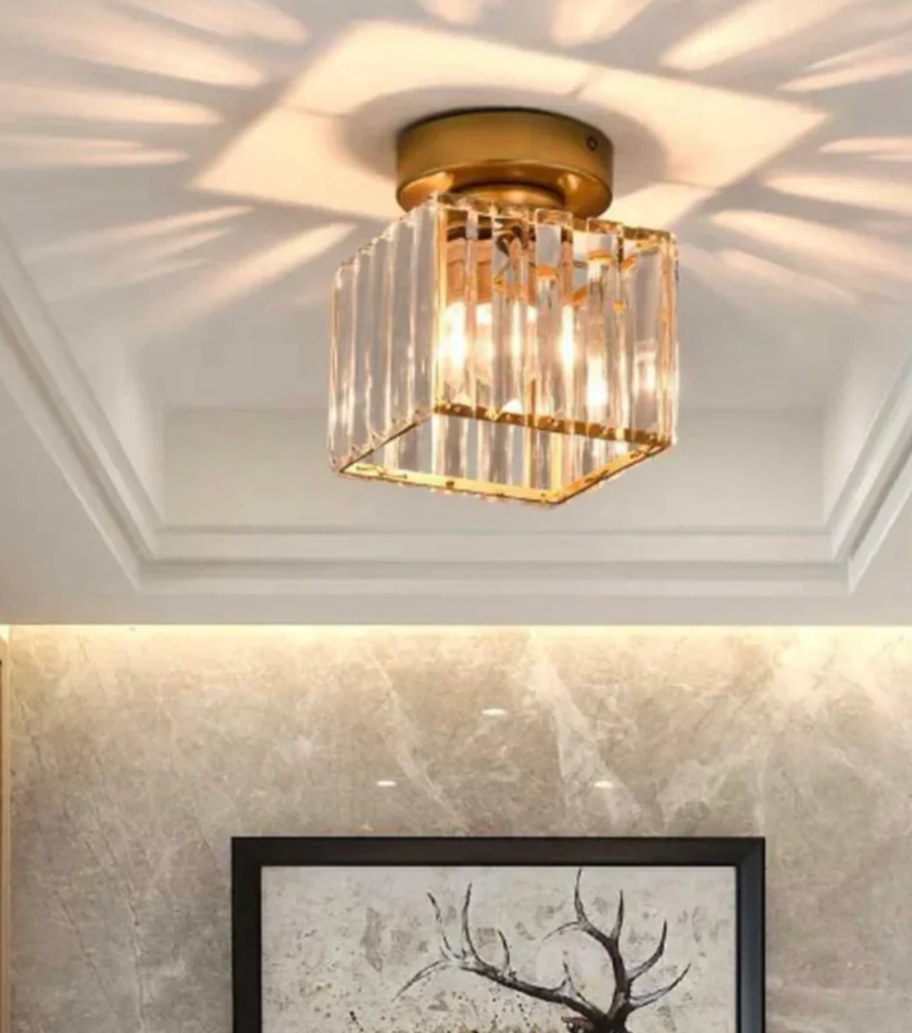 Crystal Glamour Ceiling Light – Modern Flush Mount with Transparent Shade