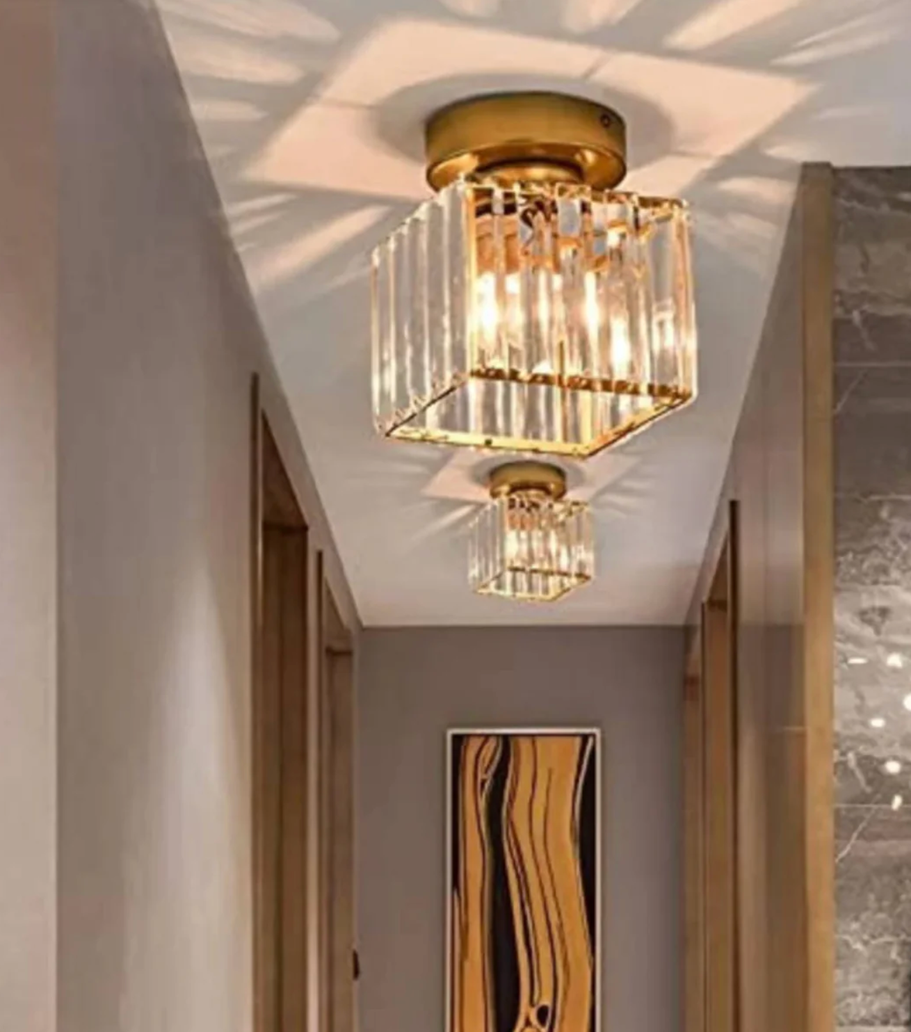 Crystal Glamour Ceiling Light – Modern Flush Mount with Transparent Shade