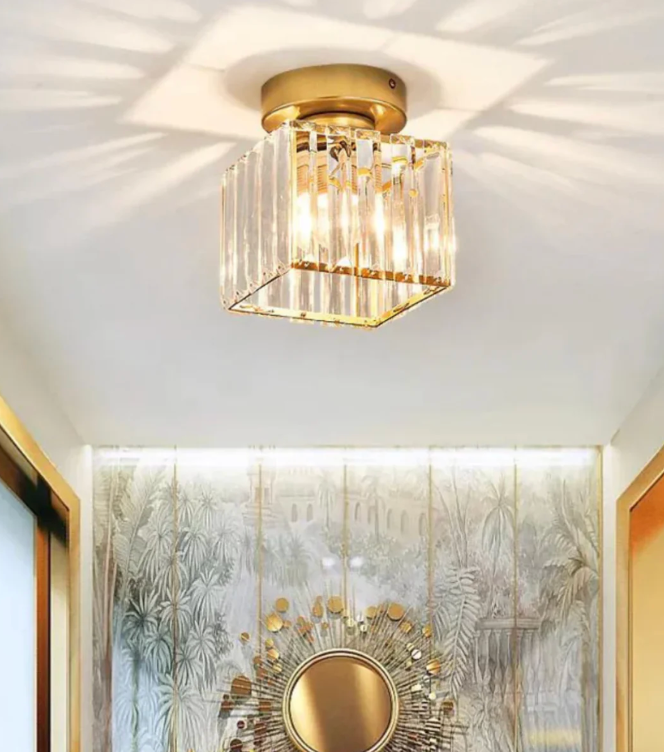 Crystal Glamour Ceiling Light – Modern Flush Mount with Transparent Shade