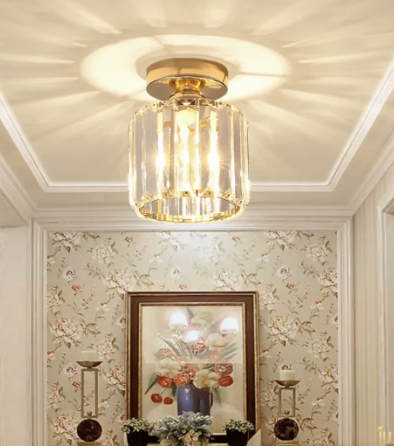 Crystal Glamour Ceiling Light – Modern Flush Mount with Transparent Shade