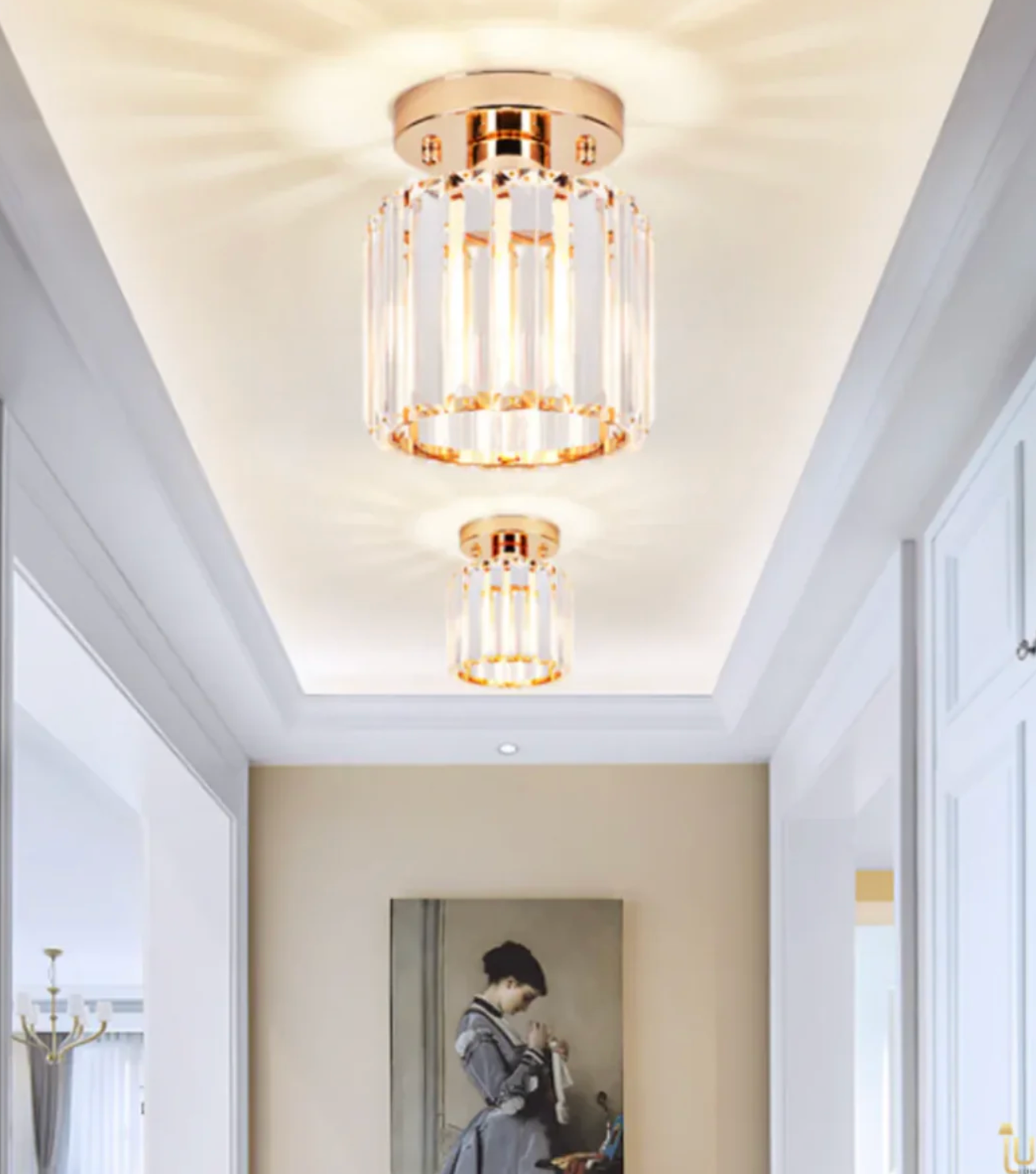 Crystal Glamour Ceiling Light – Modern Flush Mount with Transparent Shade