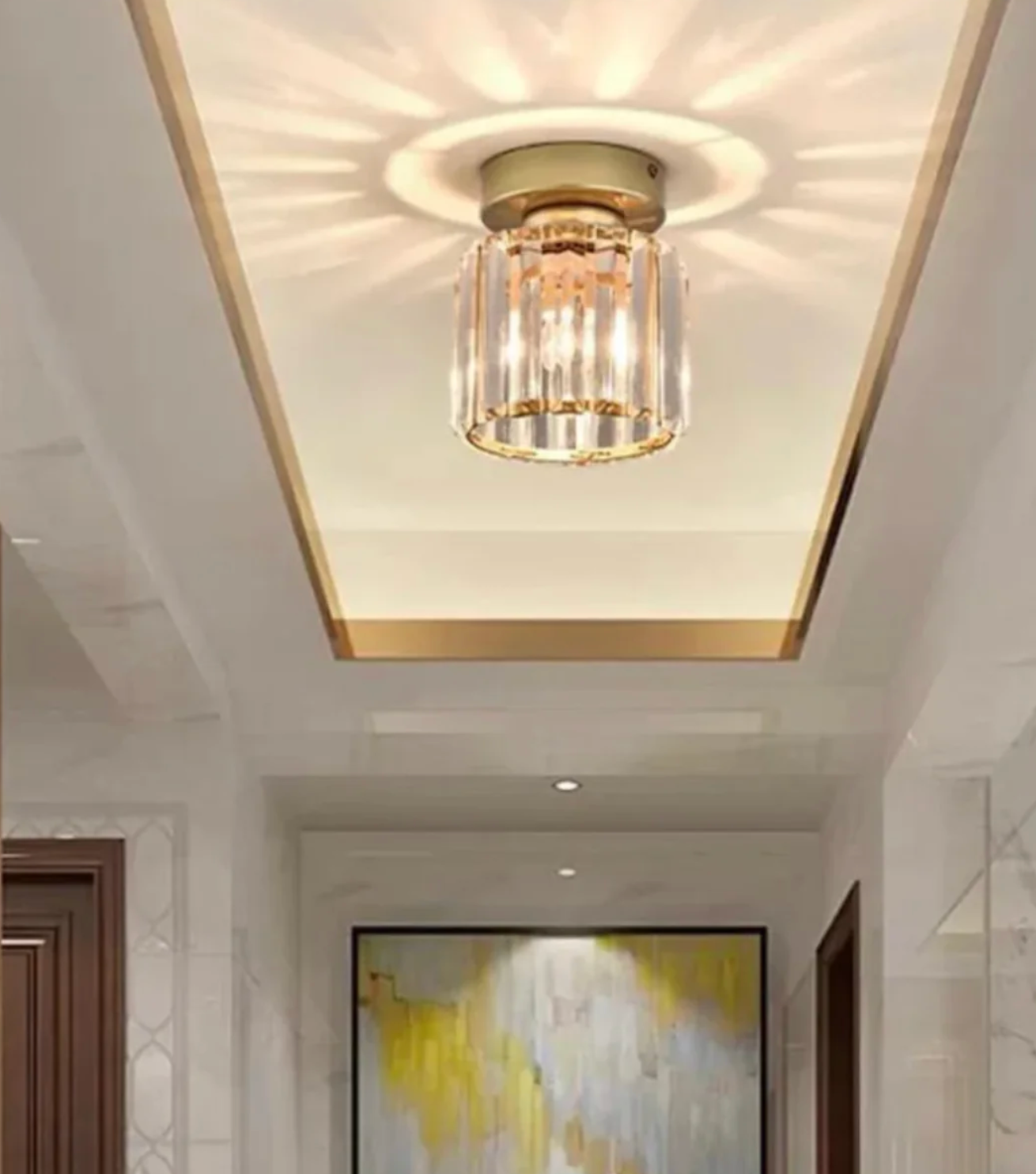 Crystal Glamour Ceiling Light – Modern Flush Mount with Transparent Shade