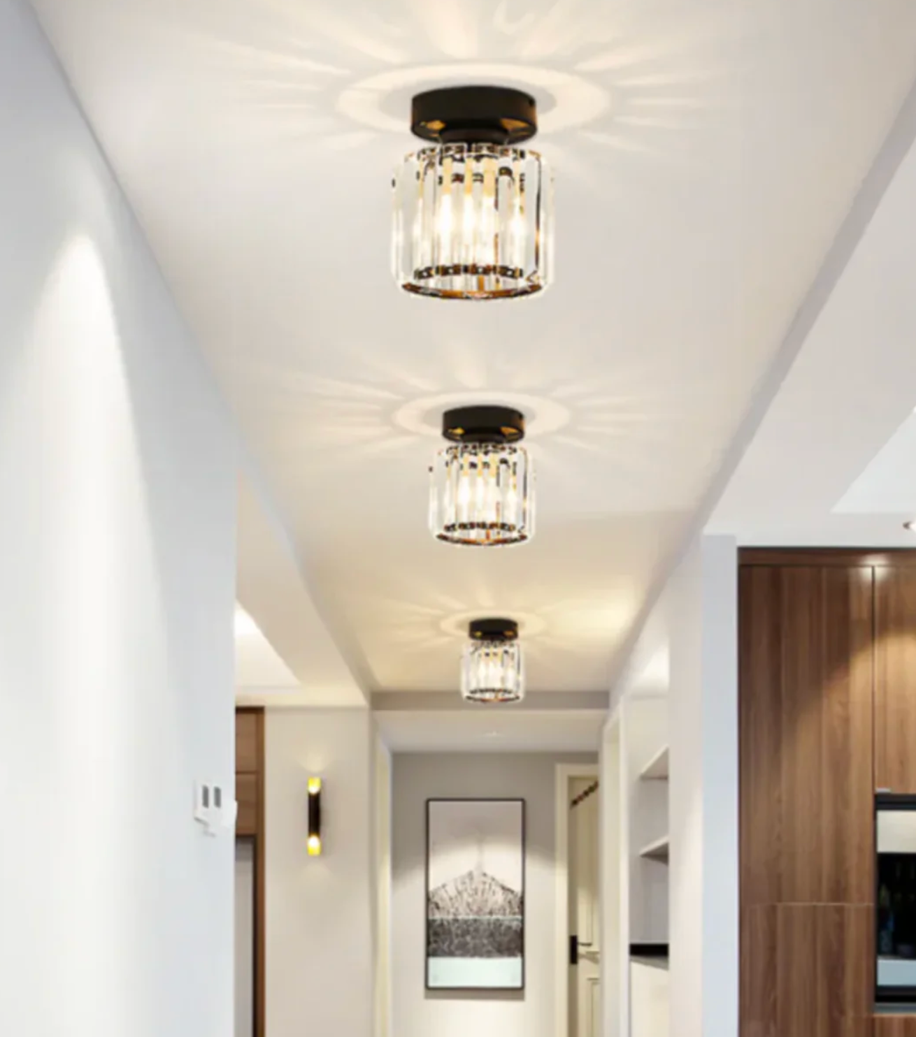 Crystal Glamour Ceiling Light – Modern Flush Mount with Transparent Shade