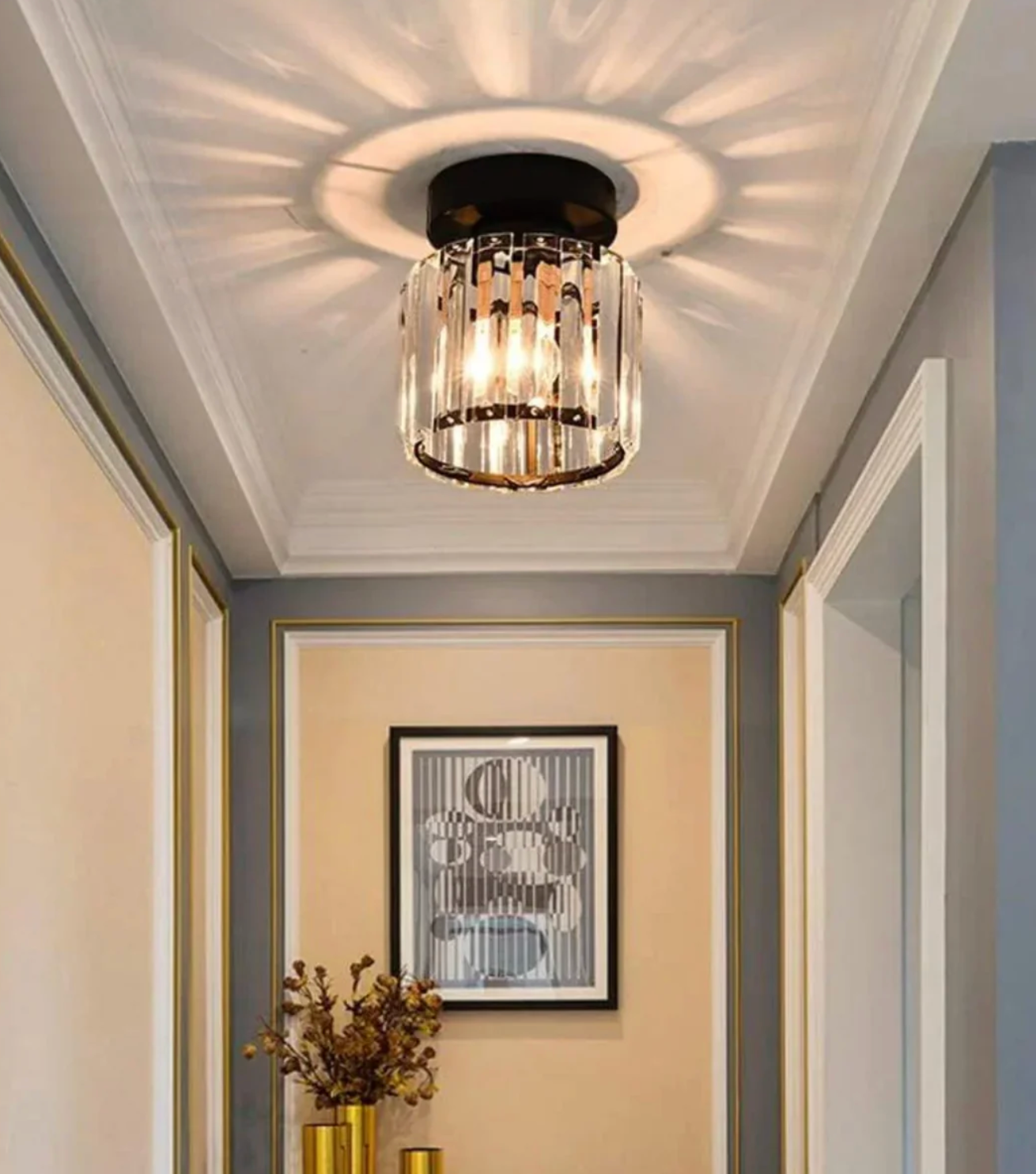 Crystal Glamour Ceiling Light – Modern Flush Mount with Transparent Shade