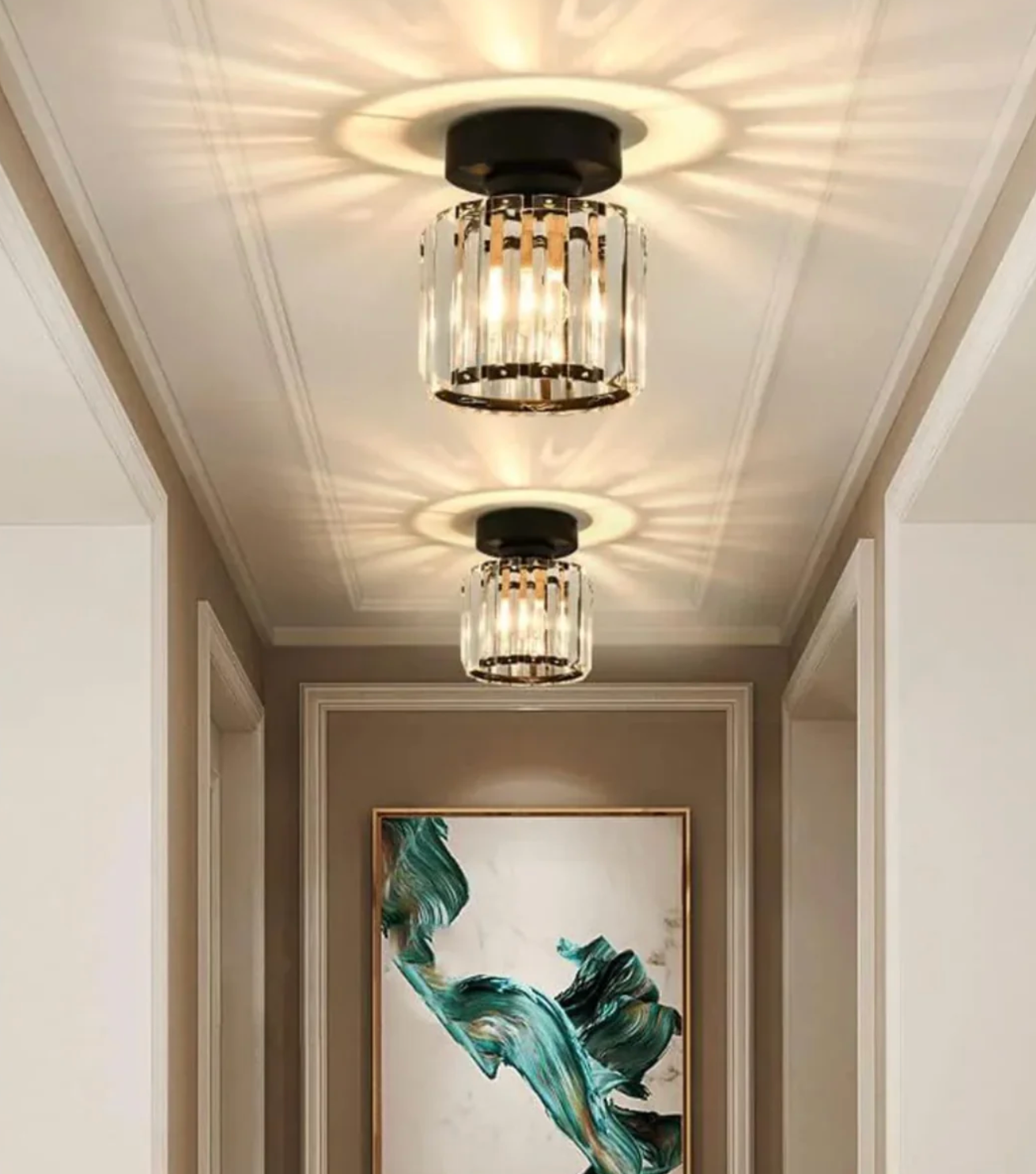 Crystal Glamour Ceiling Light – Modern Flush Mount with Transparent Shade