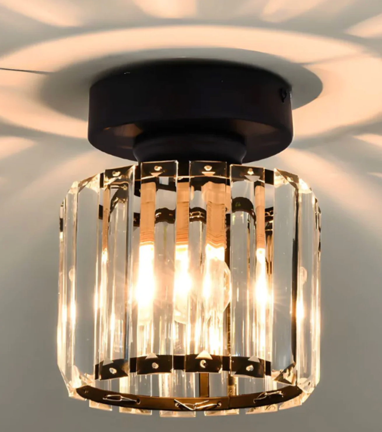 Crystal Glamour Ceiling Light – Modern Flush Mount with Transparent Shade