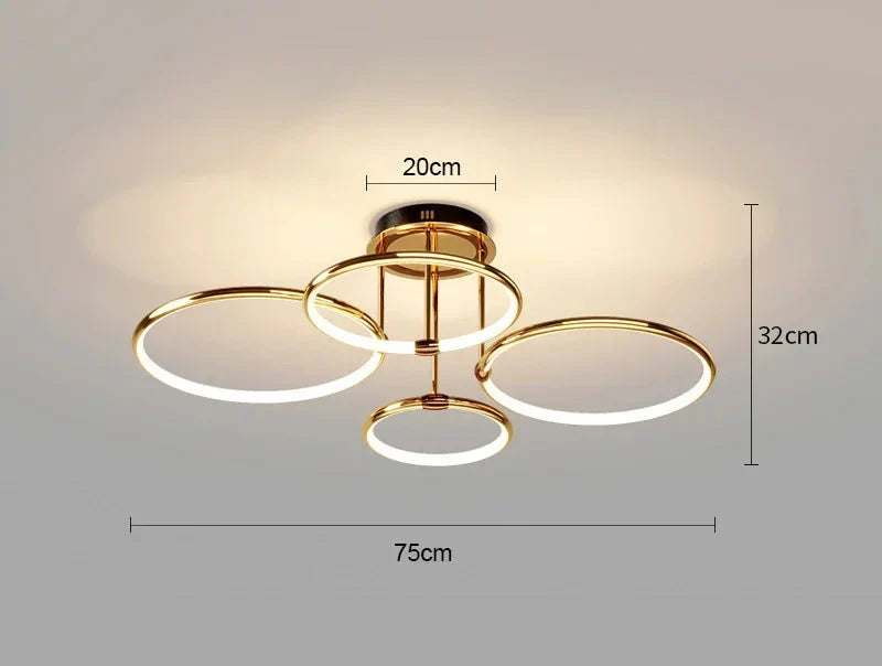 Modern LED Chandelier with Rings – Geometric Ceiling Light