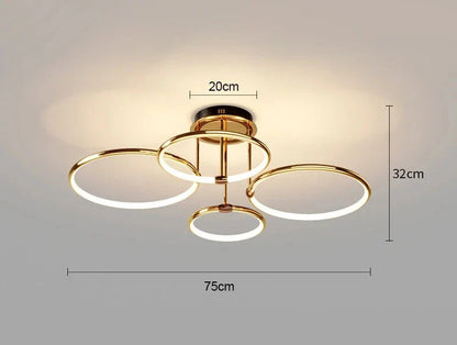 Modern LED Chandelier with Rings – Geometric Ceiling Light